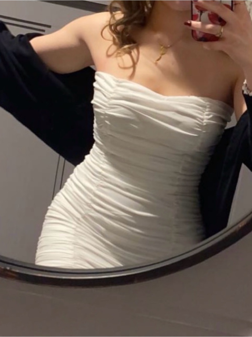 Wild Honey White Strapless Ruched Mini Dress